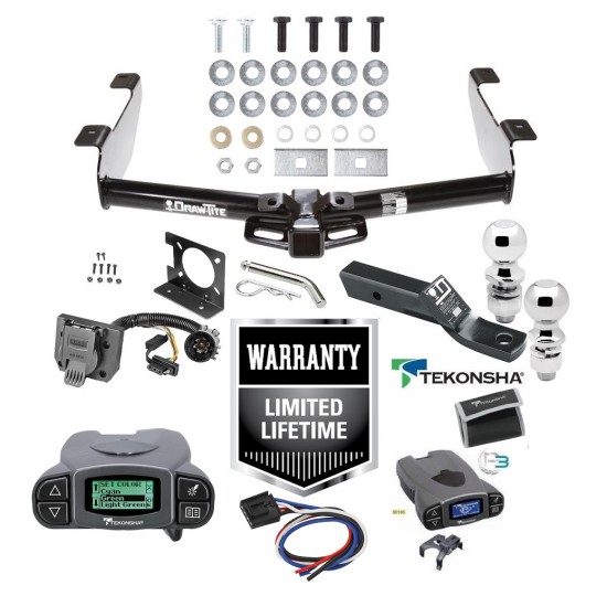 Trailer Hitch Tow Package w/ Tekonsha Prodigy P3 Brake Control For 07-10 Chevy Silverado GMC Sierra 2500 HD 3500 w/ Dual 2" and 2- 5/16" Ball 2" Drop Mount 7-Way Pin Blade RV Controller