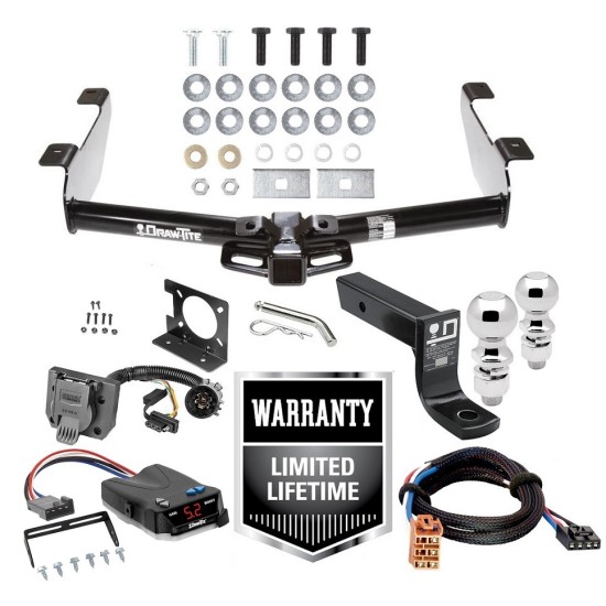 Trailer Hitch Brake Control Wiring Package For 01-02 Chevy Silverado GMC Sierra 2500 HD 3500 w/ Dual 2" and 2- 5/16" Ball 4" Drop Mount 7-Way Pin Blade RV Controller