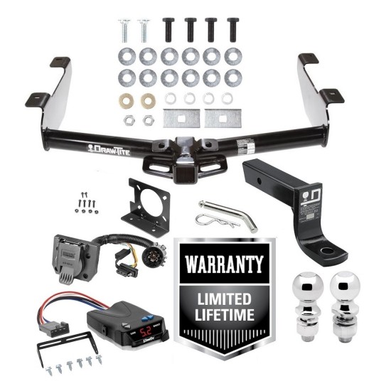 Trailer Hitch Brake Control Wiring Package For 07-10 Chevy Silverado GMC Sierra 2500 HD 3500 w/ Dual 2" and 2- 5/16" Ball 4" Drop Mount 7-Way Pin Blade RV Controller