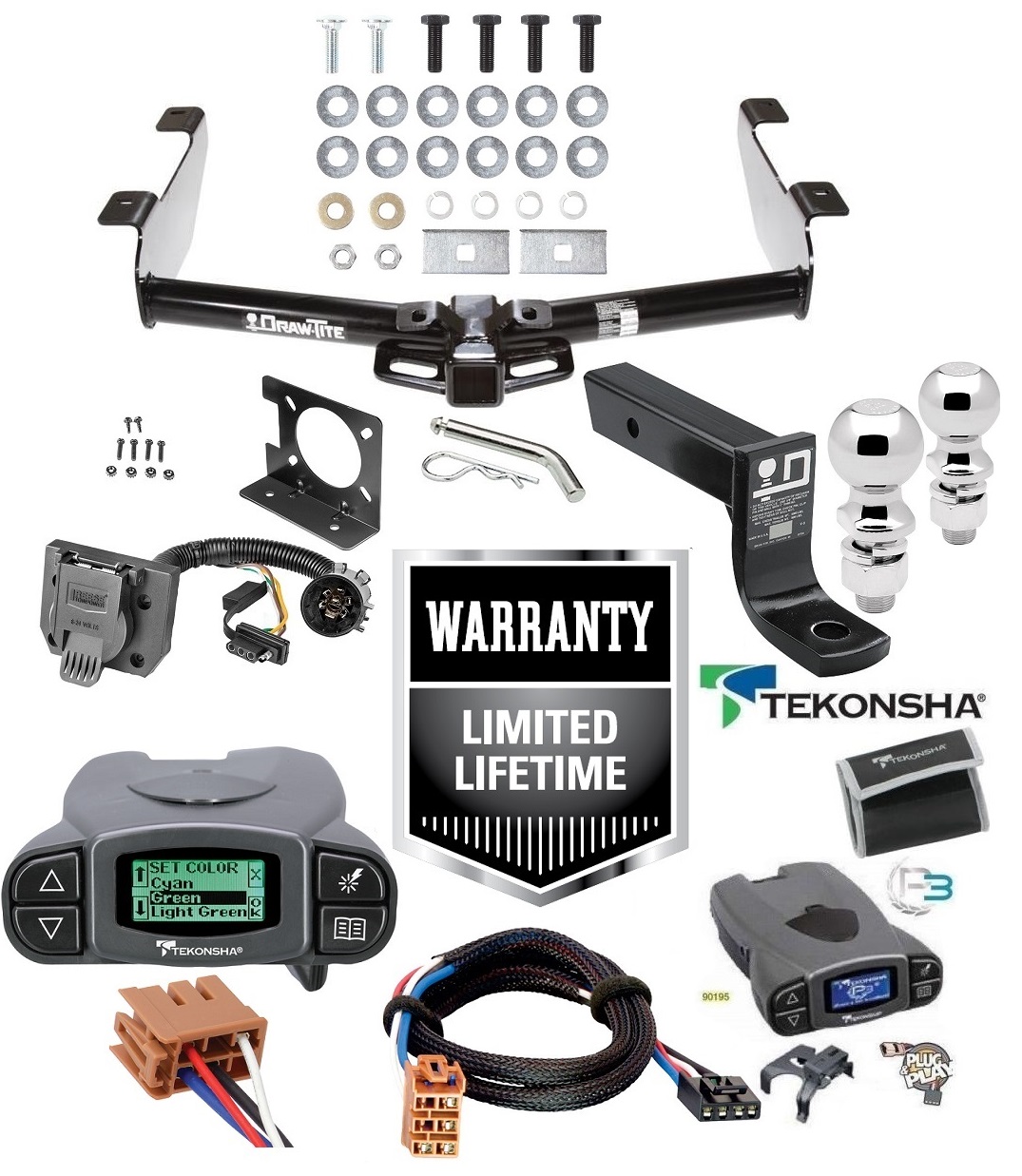 Trailer Hitch Tow Package w/ Tekonsha Prodigy P3 Brake Control For 03-07  Chevy Silverado GMC Sierra 2500 HD 3500 w/ Dual 2 and 2- 5/16 Ball 4  Drop Mount 7-Way Pin Blade