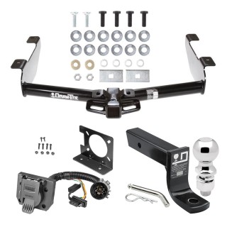 Trailer Hitch Package w/ Wiring For 01-10 Chevy Silverado GMC Sierra 2500 3500 w/ 2-5/16" Ball 4" Drop Mount 7-Way Pin Blade RV Class 4