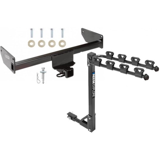 Trailer Tow Hitch w/ 4 Bike Rack For 08-15 Chevy Captiva Sport Saturn Vue tilt away adult or child arms fold down carrier