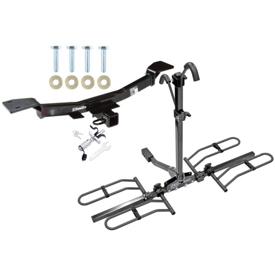 Trailer Tow Hitch For 05-10 Hyundai Tucson 05-10 KIA Sportage Platform Style 2 Bike Rack w/ Anti Rattle Hitch Lock