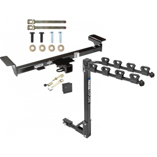 Trailer Tow Hitch w/ 4 Bike Rack For 07-09 Acura RDX tilt away adult or child arms fold down carrier w/ Lock and Cover