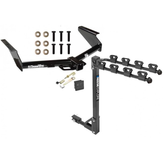 Trailer Tow Hitch w/ 4 Bike Rack For 08-12 Jeep Liberty tilt away adult or child arms fold down carrier w/ Lock and Cover