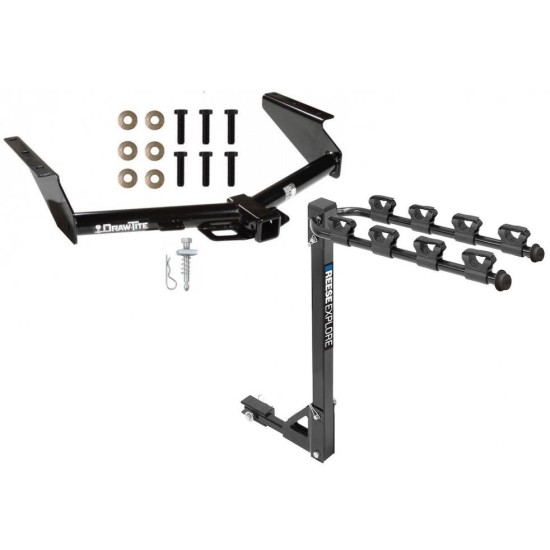 Trailer Tow Hitch w/ 4 Bike Rack For 08-12 Jeep Liberty tilt away adult or child arms fold down carrier