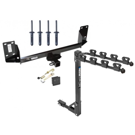 Trailer Tow Hitch w/ 4 Bike Rack For 07-18 BMW X5 tilt away adult or child arms fold down carrier w/ Lock and Cover