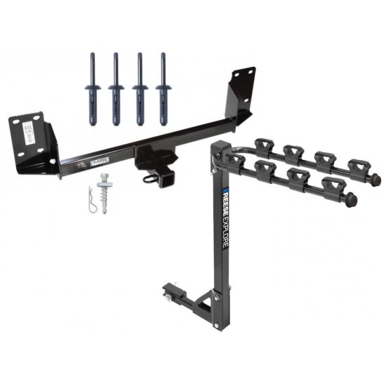 Trailer Tow Hitch w/ 4 Bike Rack For 07-18 BMW X5 tilt away adult or child arms fold down carrier