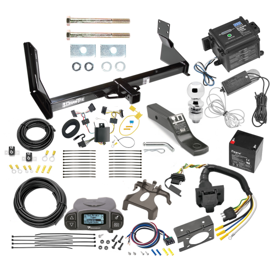 Trailer Hitch and Brake Control Kit For 14-22 Mercedes-Benz Sprinter Freightliner 2500 3500 Tekonsha Prodigy P3 Brake Controller 7-Way RV Wiring Breakaway Battery Charger Complete System Receiver 2" Tow Ball with factory step bumper