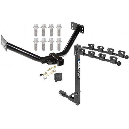 Trailer Tow Hitch w/ 4 Bike Rack For 07-13 Acura MDX 4 Bike Rack tilt away adult or child arms fold down carrier w/ Lock and Cover