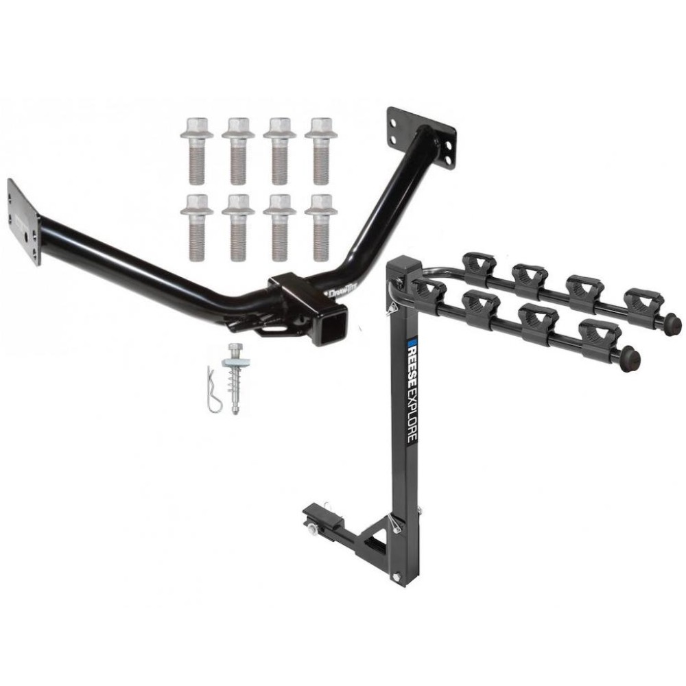 Trailer Tow Hitch w/ 4 Bike Rack For 07-13 Acura MDX tilt away adult or child arms fold down carrier