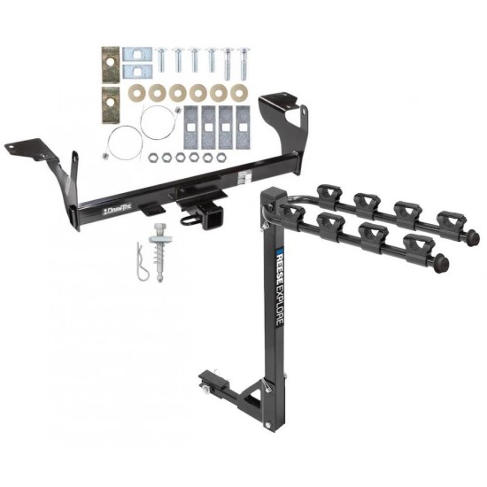 Trailer Tow Hitch w/ 4 Bike Rack For 10-17 Volvo XC60 tilt away adult or child arms fold down carrier