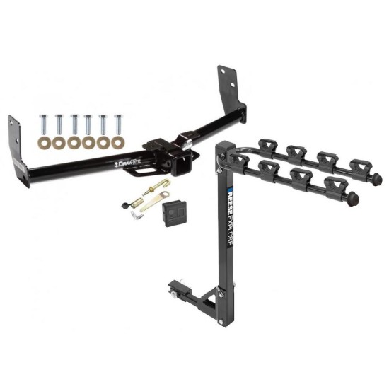 Trailer Tow Hitch w/ 4 Bike Rack For 10-16 Cadillac SRX tilt away adult or child arms fold down carrier w/ Lock and Cover