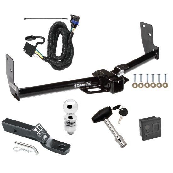 Trailer Tow Hitch For 10-16 Cadillac SRX w/ Factory Tow Package Wiring 2" Ball and Lock