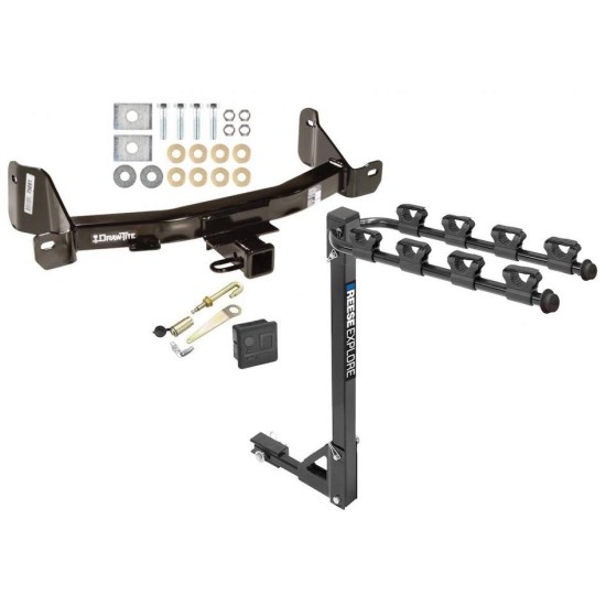 Trailer Tow Hitch w/ 4 Bike Rack For 09-14 Ford F-150 tilt away adult or child arms fold down carrier w/ Lock and Cover