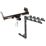 Trailer Tow Hitch w/ 4 Bike Rack For 11-21 Jeep Grand Cherokee 22-23 WK tilt away adult or child arms fold down carrier