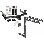 Trailer Tow Hitch w/ 4 Bike Rack For 11-14 Chevy Silverado GMC Sierra 2500HD 3500HD tilt away adult or child arms fold down carrier w/ Lock and Cover