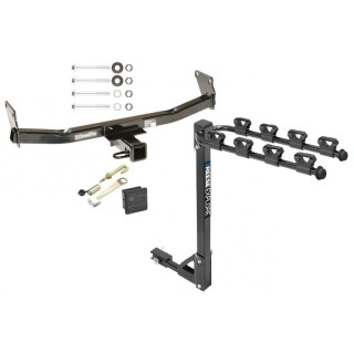 Trailer Tow Hitch w/ 4 Bike Rack For 07-17 Jeep Compass Jeep Patriot tilt away adult or child arms fold down carrier w/ Lock and Cover