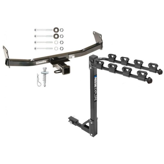 Trailer Tow Hitch w/ 4 Bike Rack For 07-17 Jeep Compass Jeep Patriot tilt away adult or child arms fold down carrier