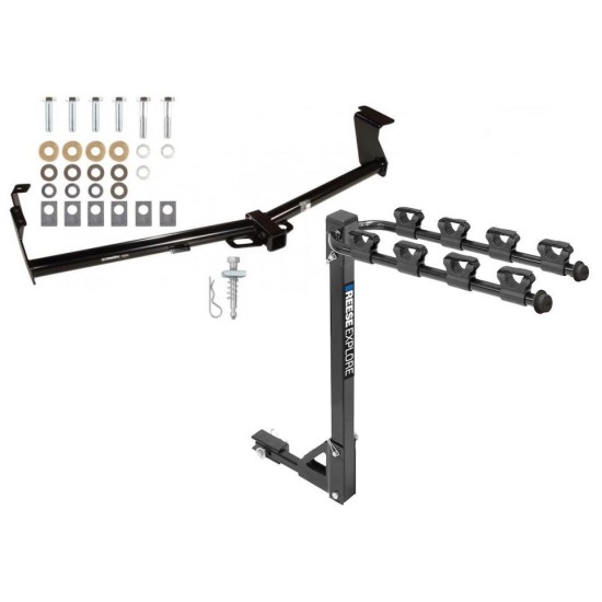 Trailer Tow Hitch w/ 4 Bike Rack For 11-17 Nissan Quest tilt away adult or child arms fold down carrier