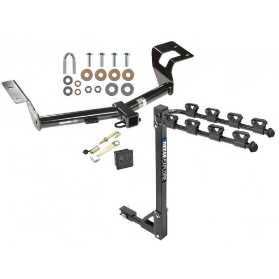 Trailer Tow Hitch w/ 4 Bike Rack For 12-16 Honda CR-V tilt away adult or child arms fold down carrier w/ Lock and Cover