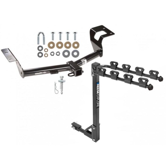 Trailer Tow Hitch w/ 4 Bike Rack For 12-16 Honda CR-V tilt away adult or child arms fold down carrier