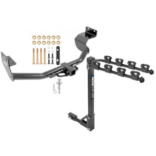 Trailer Tow Hitch w/ 4 Bike Rack For 13-18 Hyundai Santa Fe Sport Kia Sorento tilt away adult or child arms fold down carrier