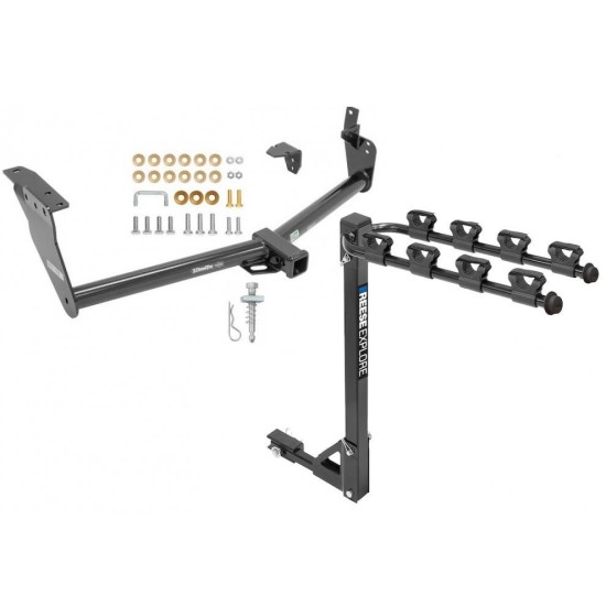 Trailer Tow Hitch w/ 4 Bike Rack For 09-17 Infiniti FX35 FX50 QX70 FX37 tilt away adult or child arms fold down carrier