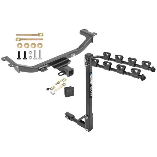 Trailer Tow Hitch w/ 4 Bike Rack For 10-18 Acura RDX tilt away adult or child arms fold down carrier w/ Lock and Cover