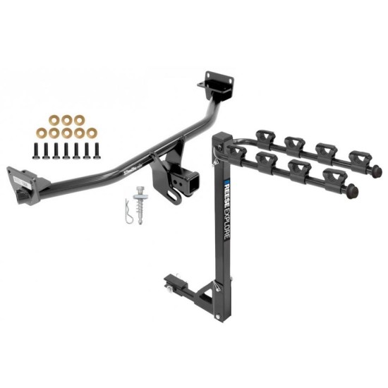 Trailer Tow Hitch w/ 4 Bike Rack For 16-21 Hyundai Tucson tilt away adult or child arms fold down carrier