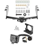 Class 4 Trailer Hitch w/ Wiring Kit For 14-18 Chevy Silverado GMC Sierra 2019 Legacy and Limited 7-Way Pin Blade RV 4-Flat Plug Harness Light w/ Bracket Round Tube