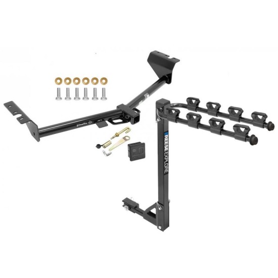 Trailer Tow Hitch w/ 4 Bike Rack For 15-21 KIA Sedona tilt away adult or child arms fold down carrier w/ Lock and Cover