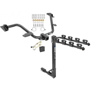 Trailer Tow Hitch w/ 4 Bike Rack For 15-18 Chevy City Express 13-22 Nissan NV200 tilt away adult or child arms fold down carrier w/ Lock and Cover