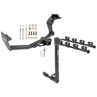 Trailer Tow Hitch w/ 4 Bike Rack For 16-20 Kia Sorento 19-20 Hyundai Santa Fe New Body tilt away adult or child arms fold down carrier