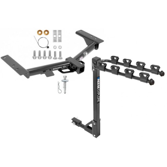 Trailer Tow Hitch w/ 4 Bike Rack For 15-23 Ford Transit 150 250 350 tilt away adult or child arms fold down carrier