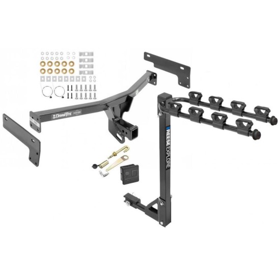 Trailer Tow Hitch w/ 4 Bike Rack For 15-19 Lincoln MKC tilt away adult or child arms fold down carrier w/ Lock and Cover