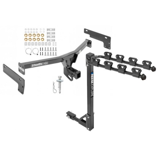 Trailer Tow Hitch w/ 4 Bike Rack For 15-19 Lincoln MKC tilt away adult or child arms fold down carrier