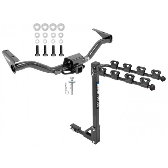 Trailer Tow Hitch w/ 4 Bike Rack For 15-22 Chevy Colorado GMC Canyon tilt away adult or child arms fold down carrier