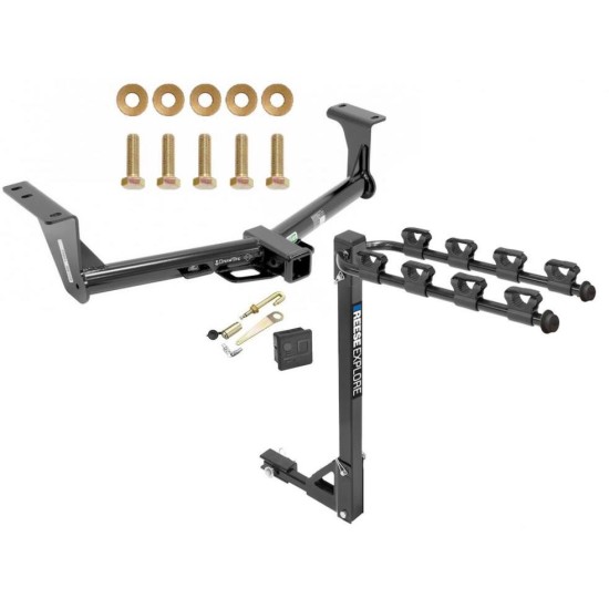 Trailer Tow Hitch w/ 4 Bike Rack For 15-24 Nissan Murano tilt away adult or child arms fold down carrier w/ Lock and Cover