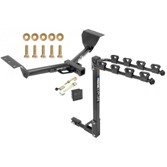 Trailer Tow Hitch w/ 4 Bike Rack For 15-21 Lexus NX200t tilt away adult or child arms fold down carrier w/ Lock and Cover