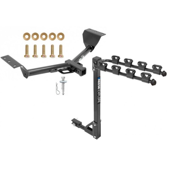 Trailer Tow Hitch w/ 4 Bike Rack For 15-21 Lexus NX200t tilt away adult or child arms fold down carrier