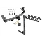 Trailer Tow Hitch w/ 4 Bike Rack For 15-22 Chevy Colorado GMC Canyon tilt away adult or child arms fold down carrier w/ Lock and Cover