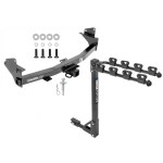 Trailer Tow Hitch w/ 4 Bike Rack For 15-22 Chevy Colorado GMC Canyon tilt away adult or child arms fold down carrier