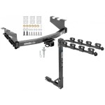 Trailer Tow Hitch w/ 4 Bike Rack For 14-19 Chevy Silverado GMC Sierra Legacy and Limited tilt away adult or child arms fold down carrier