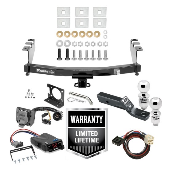 Trailer Hitch Brake Control Package For 14-19 Chevy Silverado GMC Sierra 1500 w/ Wiring Dual 2" and 2- 5/16" Ball 2" Drop Mount 7-Way Pin Blade RV Controller