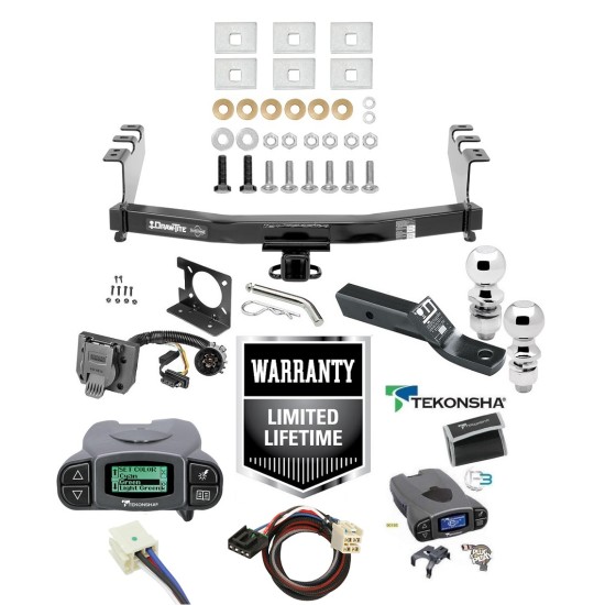 Trailer Hitch Tow Package w/ Tekonsha P3 Brake Control For 14-19 Chevy Silverado GMC Sierra 1500 w/ Wiring Dual 2" and 2- 5/16" Ball 2" Drop Mount Prodigy 7-Way Pin Blade RV Controller