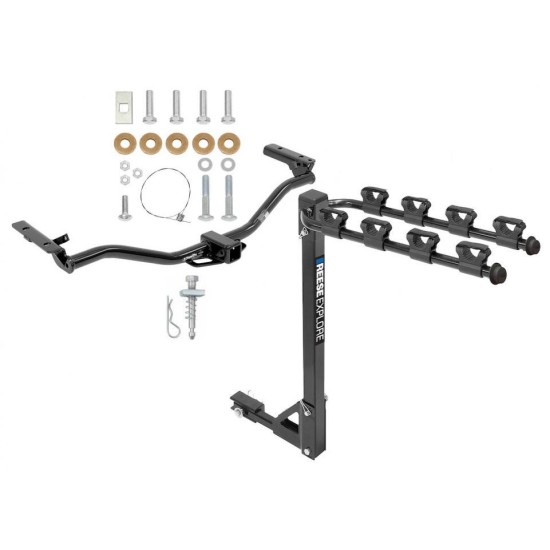 Trailer Tow Hitch w/ 4 Bike Rack For 11-19 Ford Explorer tilt away adult or child arms fold down carrier
