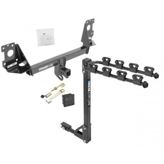 Trailer Tow Hitch w/ 4 Bike Rack For 17-25 Audi Q7 tilt away adult or child arms fold down carrier w/ Lock and Cover