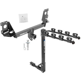 Trailer Tow Hitch w/ 4 Bike Rack For 17-25 Audi Q7 tilt away adult or child arms fold down carrier