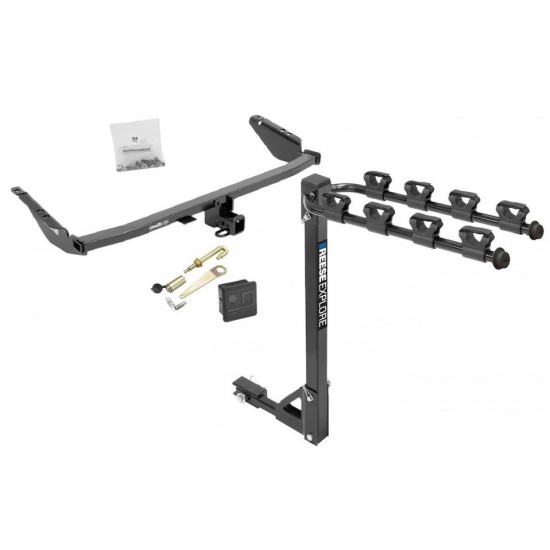 Trailer Tow Hitch w/ 4 Bike Rack For 11-20 Toyota Sienna tilt away adult or child arms fold down carrier w/ Lock and Cover